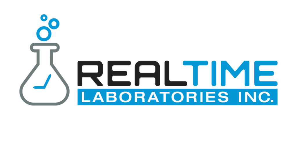 A green background with the words " real time laboratories ".